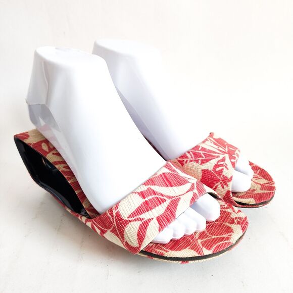 United Nude Mobius Slides Wedge Sandals Red Cream Tropical Print Size 37 / 6.5 - Picture 2 of 12
